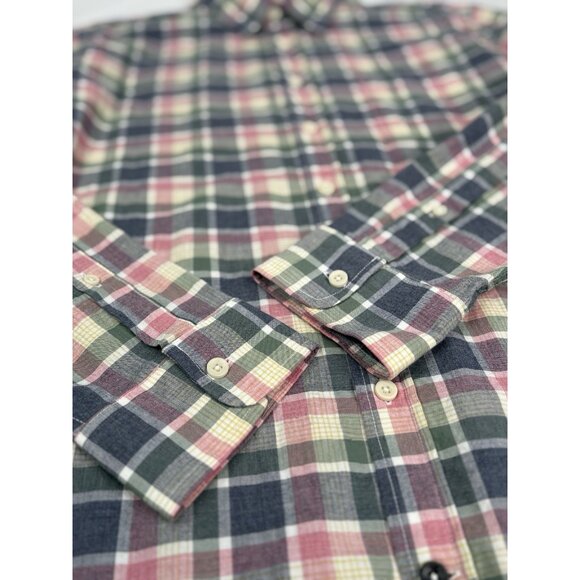 Taylor Stitch Plaid Organic Cotton Shirt Mens 42 Large Blue Rose Green Button Up - Picture 8 of 14